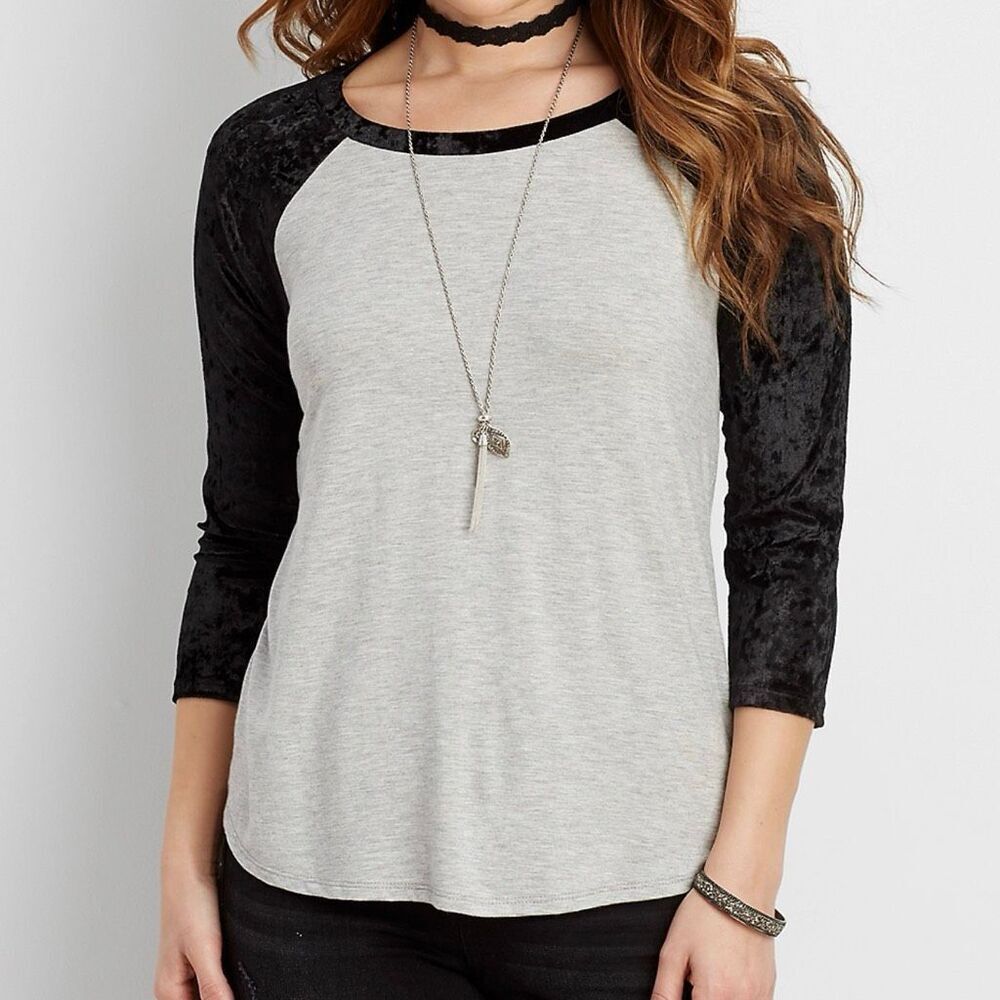 Maurices The 24/7 Velvet Sleeve Baseball Tee L